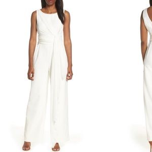 Eliza J White Cascading Tie Jumpsuit